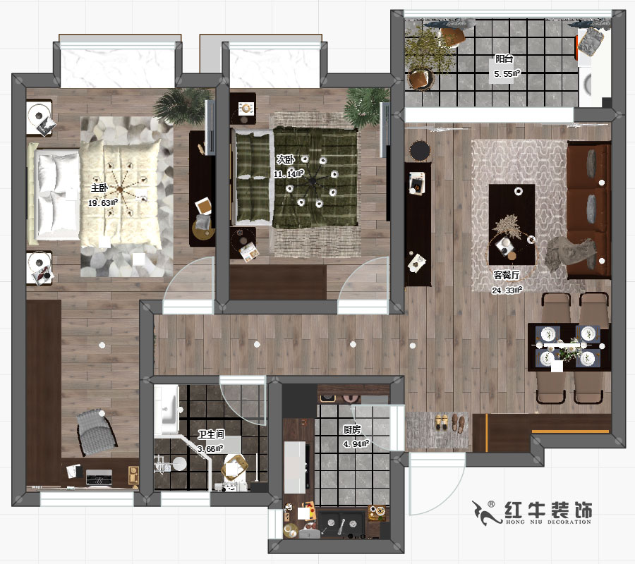 劉小勇_仙林悅城7-2403-89㎡-現(xiàn)代簡約風格_2室1衛(wèi)_成品家￥11